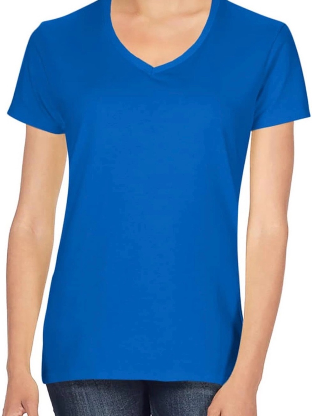 Gildan Women's V-Neck Tee in Royal Blue